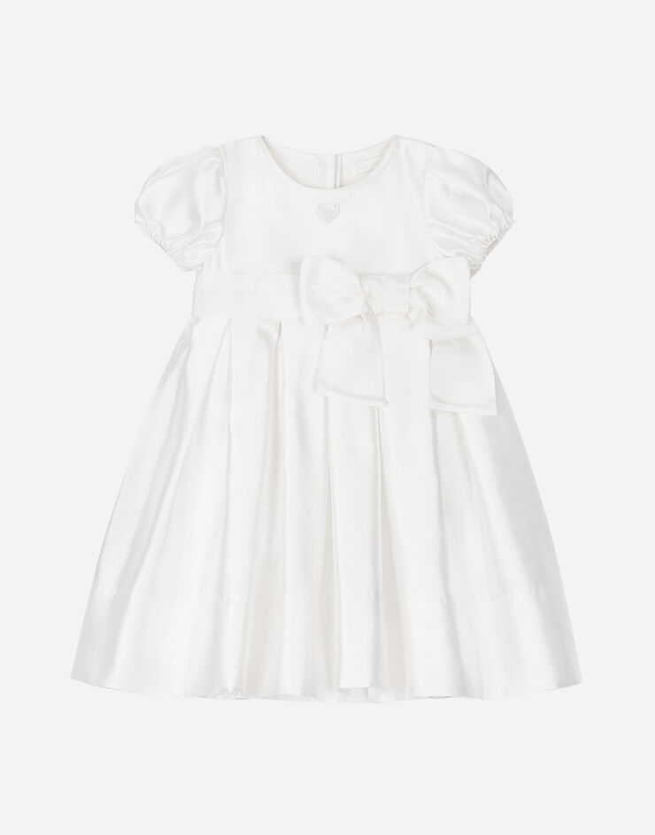 Dolce & Gabbana Vestido de bautizo de manga corta en mikado de seda con corte imperio Blanco L0EGG2FU1L6