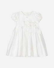 Dolce & Gabbana Empire-line silk mikado christening dress with short sleeves Black LBKAB4JBVX3