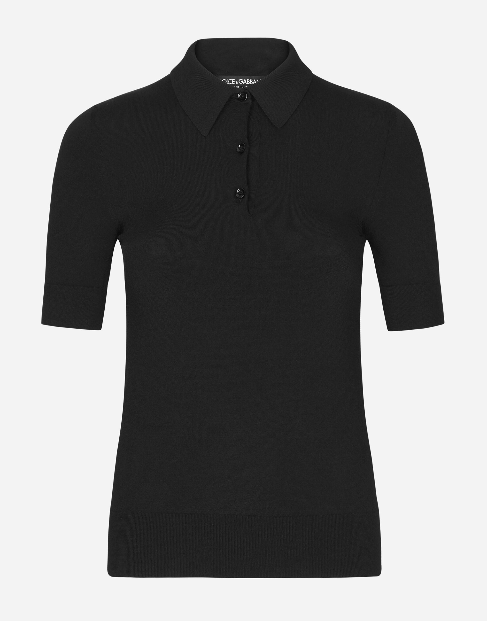 Dolce & Gabbana Poloshirt aus Viskose Schwarz FXE03TJBMQ3