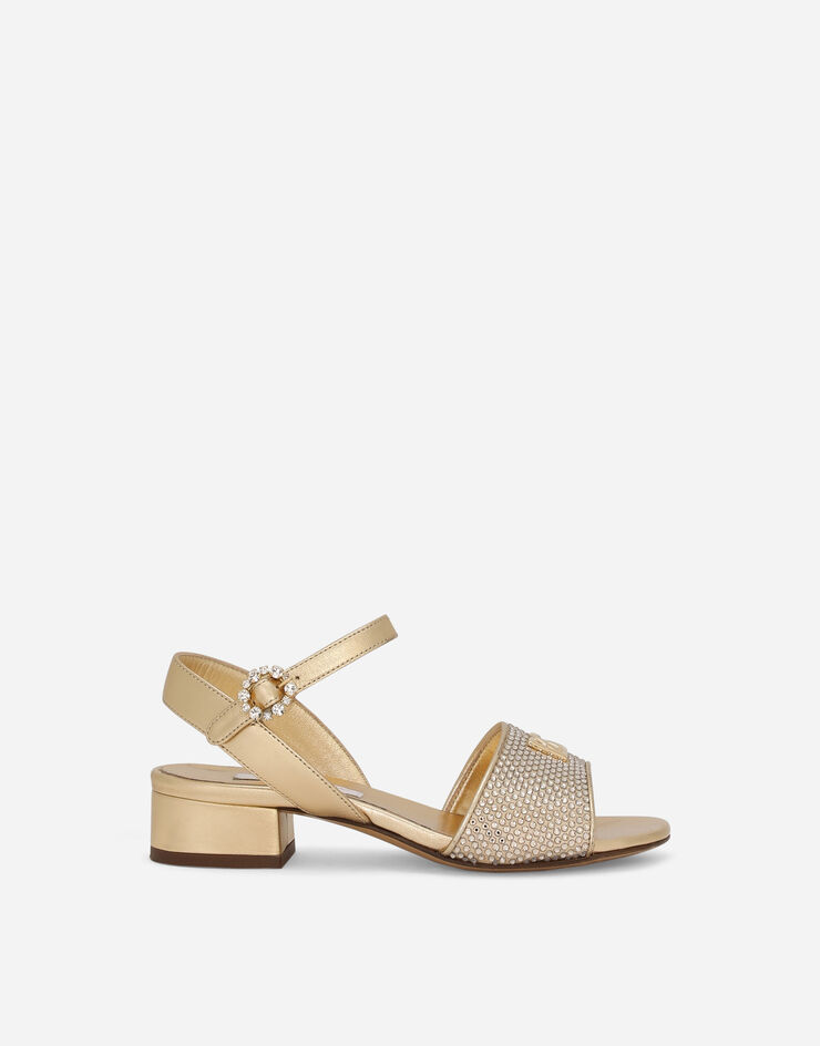 Dolce&Gabbana Foiled nappa leather sandals with fusible-rhinestones Gold D11218AA630