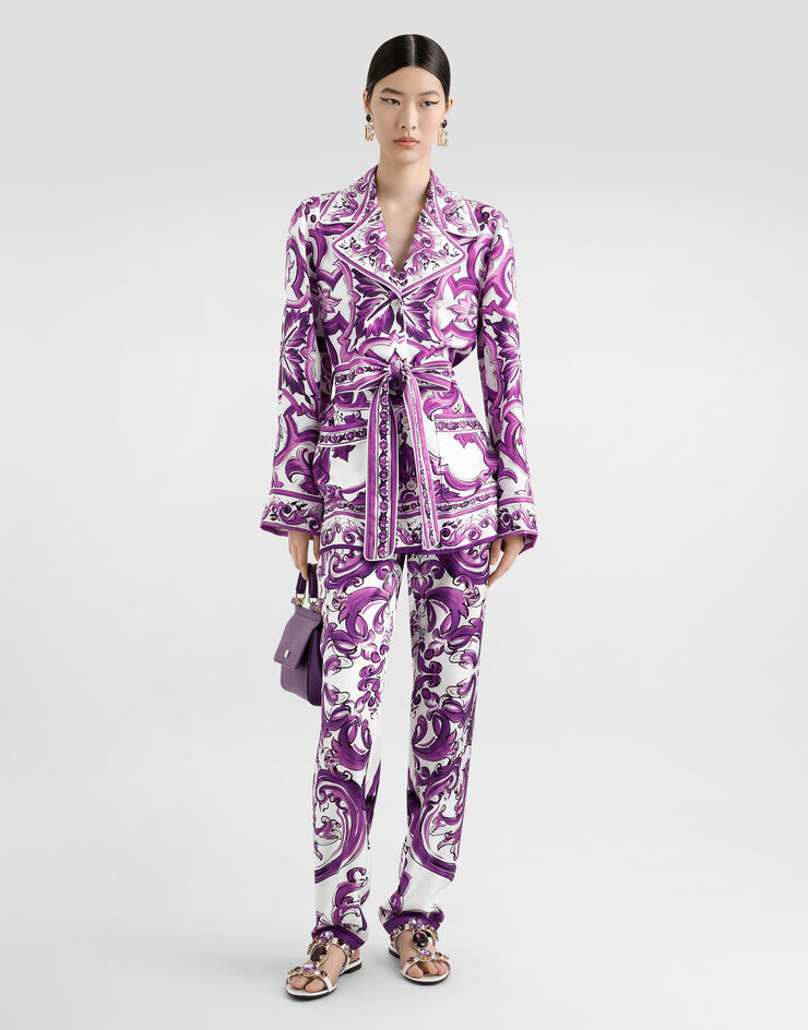 Dolce & Gabbana Majolica-print silk twill vanity trousers Multicolor FTC4TTHI1S6