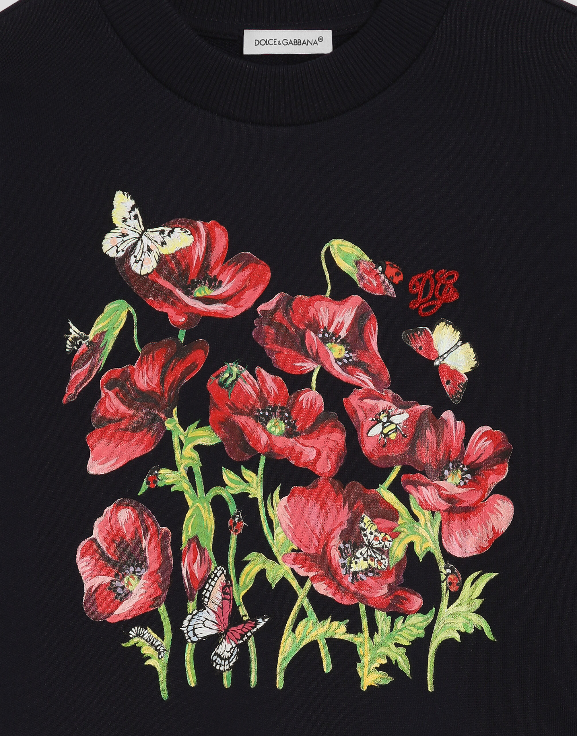 DOLCE&GABBANA - DOLCE&GABBANA ゼラニウムの赤い花咲くロゴTシャツプレゼント♡ Cotton sweatshirt