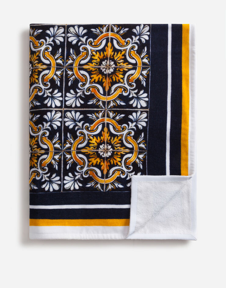 Dolce & Gabbana Beach towel in sponge with maiolica print STAMPA MAIOLICA M0A00TFI7UK