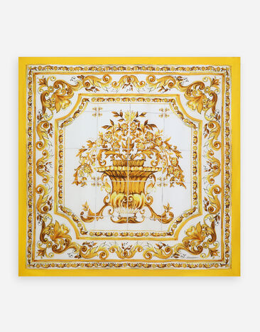 Dolce & Gabbana Large majolica-print silk twill scarf (140x140) Yellow BB6003AW050