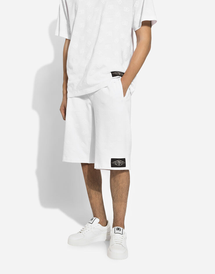 Dolce & Gabbana DGフロックプリント ジャージー ジョギングショートパンツ  ホワイト GP0C6TG7NWD
