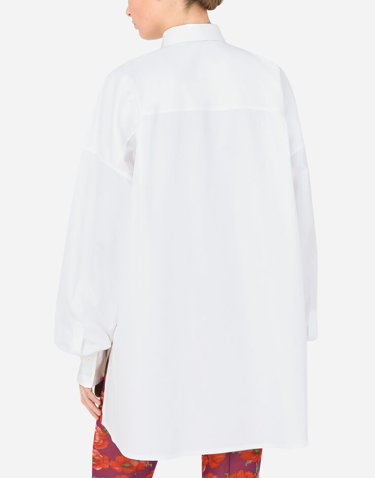 Dolce & Gabbana Camisa de algodón con logotipo DG Blanco F5P62TFU5T9