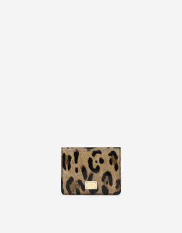 Dolce & Gabbana Portefeuille en cuir de veau brillant à imprimé léopard Imprimé Animalier BE1446AM568