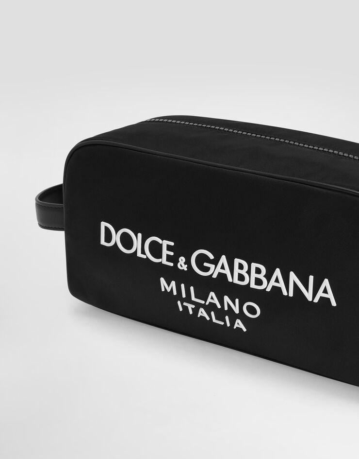 Dolce & Gabbana Nylon toiletry bag with rubberized logo Black BT0989AG182