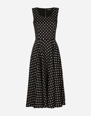 Dolce & Gabbana Silk charmeuse calf-length circle-skirt dress with polka-dot print Print F6R3OTHPABO