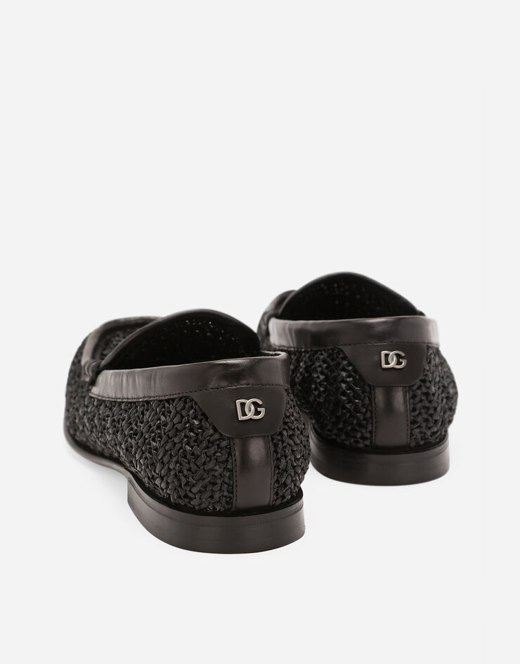 Dolce & Gabbana Woven raffia loafers Black A30260AV842