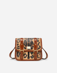 Dolce&Gabbana Small messenger bag in leopard-print Crespo with branded plate Multicolor BB7517AR474