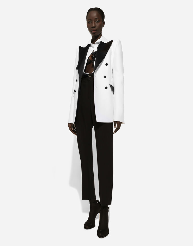 Dolce & Gabbana Double-breasted faille Turlington tuxedo blazer White F29YMTFU3R1