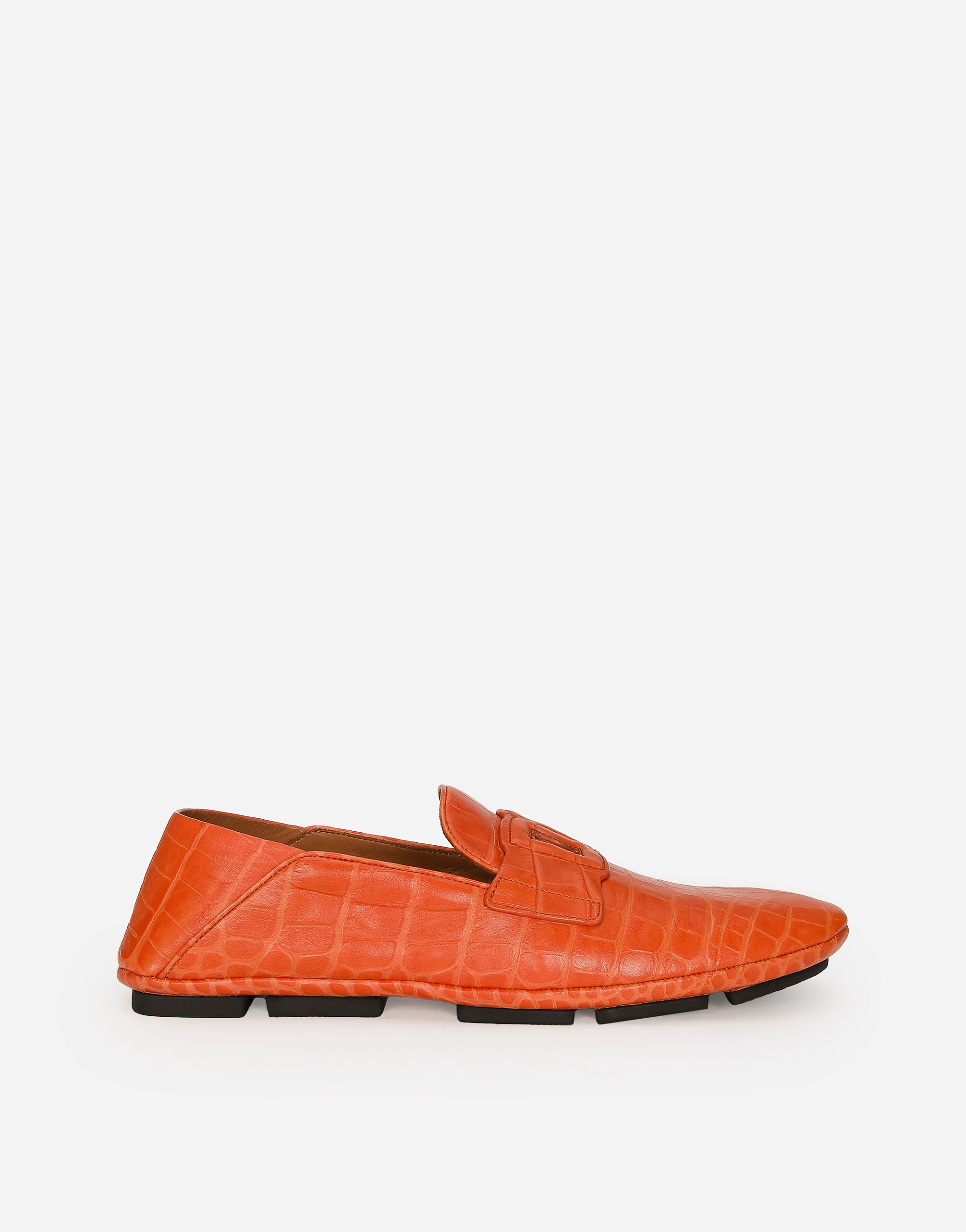 Dolce & Gabbana Crocodile-print calfskin driver shoes Grey A50593AS707