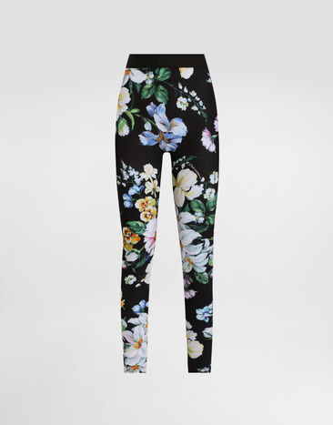 Dolce & Gabbana Activewear leggings in floral-print jersey Transparent rose VG4493VP884
