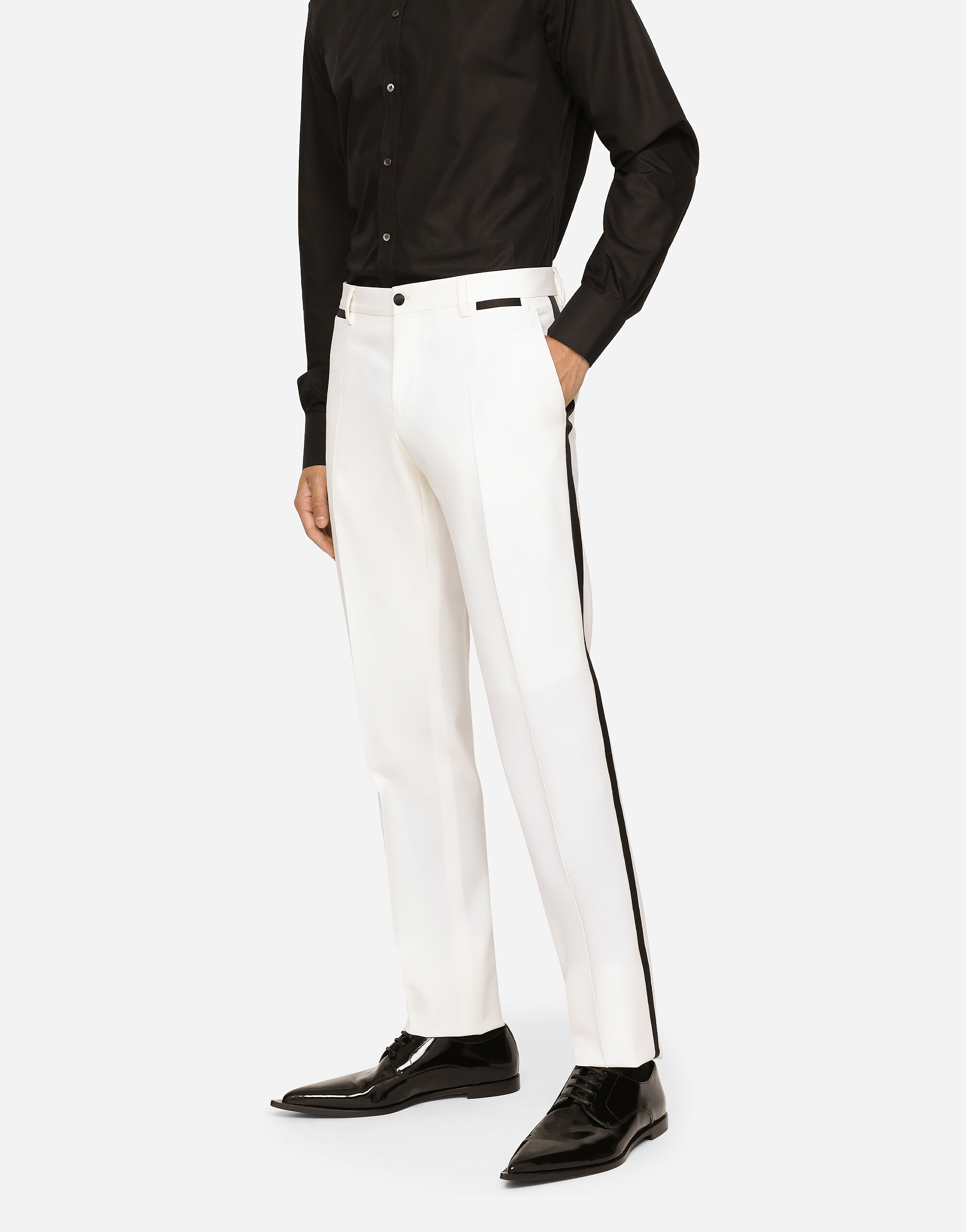 【関税＆送料込み】Dolce & Gabbana Tuxedo Pants Tailored wool gabardine tuxedo pants in Black for Women