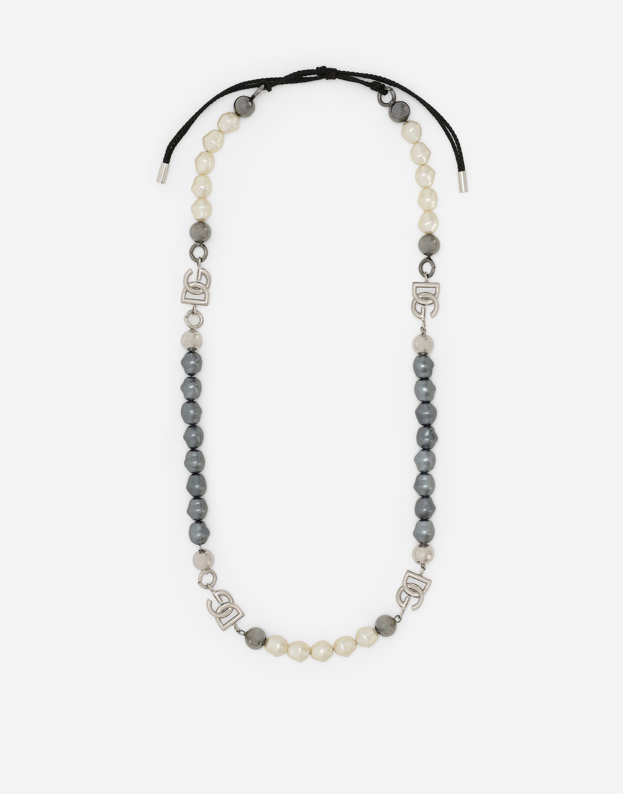 Dolce & Gabbana Cord necklace with “Marina” pearls Silver WBN5W1W1111