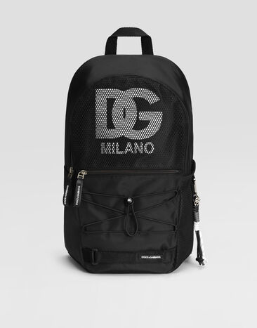 Dolce & Gabbana حقيبة ظهر من نايلون شبكي بشعار DG أسود EM0144AM476