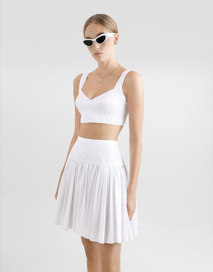 Dolce & Gabbana Falda plato corta de algodón Blanco F4CFATFU61A