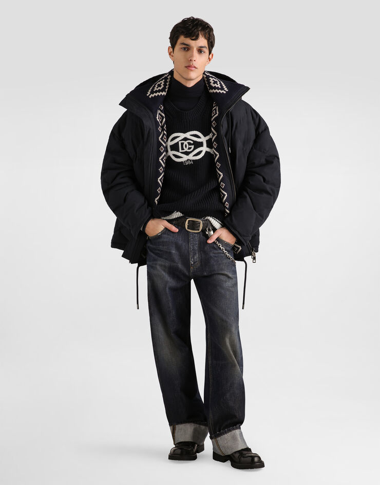 Dolce & Gabbana Quilted cotton padded jacket Blue G9CHLTHUMXI