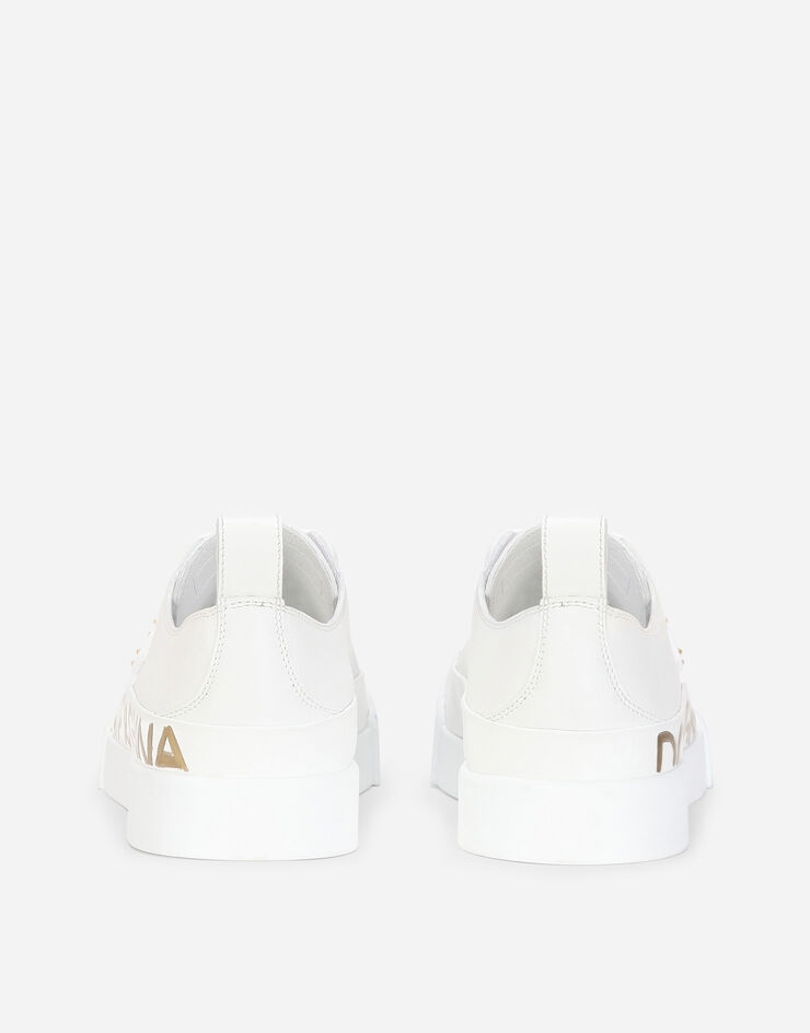 Dolce & Gabbana Calfskin Portofino light sneakers with logo-detailed plate and logo print White CK1886AO515