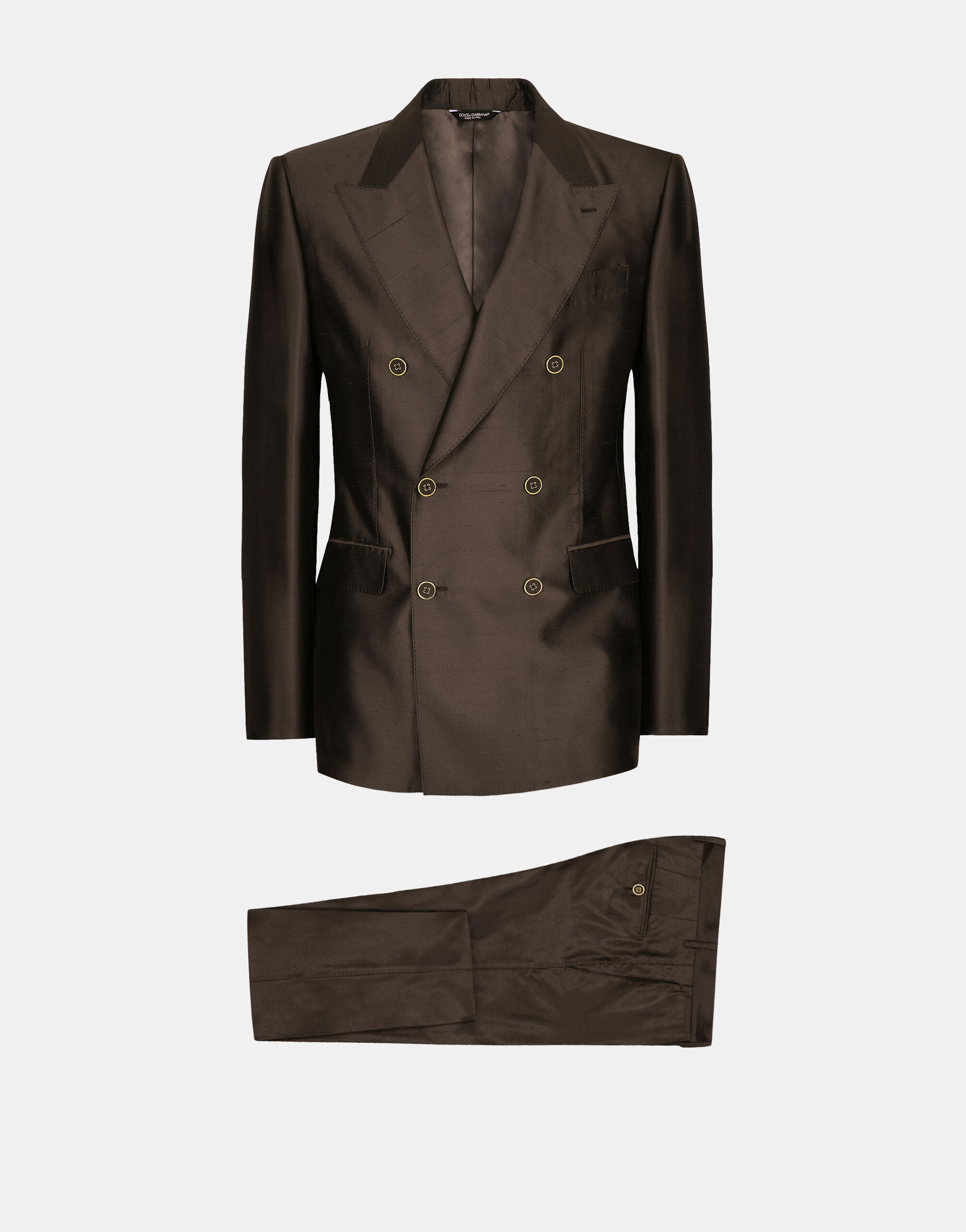 Shantung silk double breasted Sicilia fit suit in Grey for Men Dolce Gabbana US