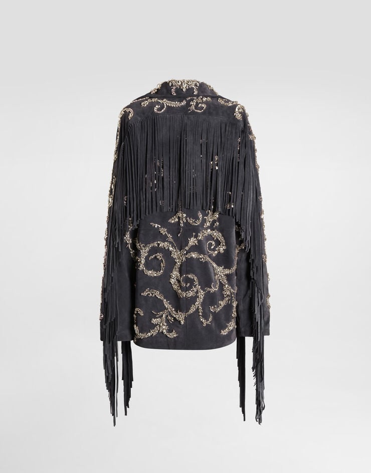 Dolce & Gabbana Embroidered split leather jacket Dolce & Gabbana Embroidered split leather jacket Multicolor F9T90ZGDDFX