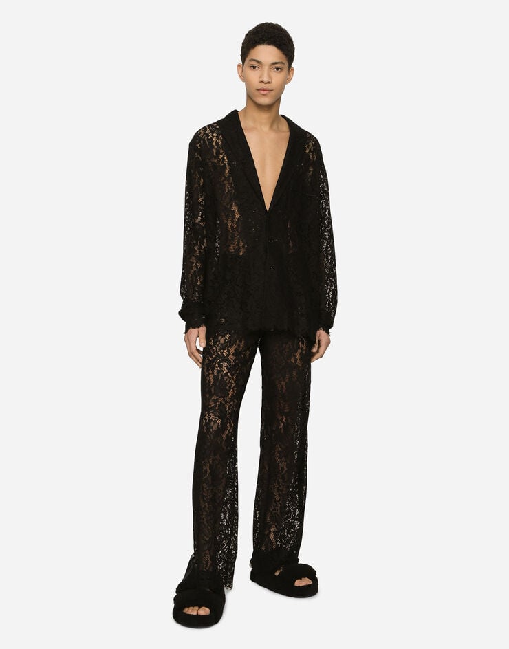 Dolce&Gabbana Camisa de encaje cordonetto Negro G5KG2THLM3T