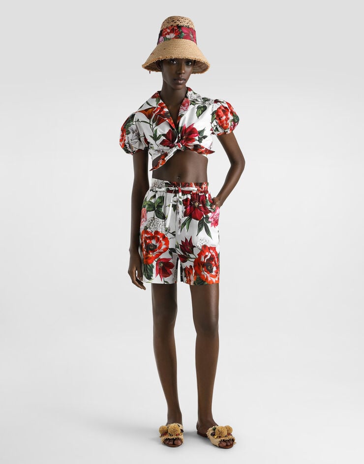 Dolce & Gabbana Camisa de popelina con estampado de flores Imprima F5T66THS5TQ