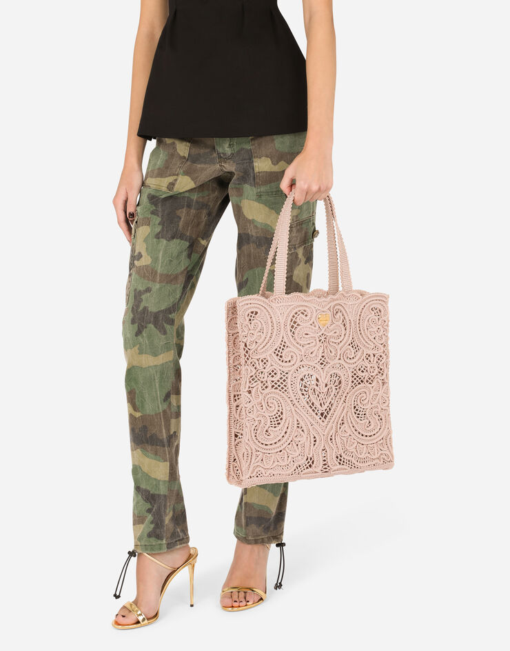 Dolce & Gabbana Medium shopper with cordonetto embroidery Pale Pink BB6927AW717