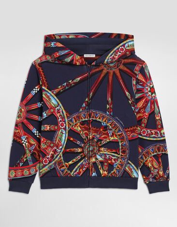 Dolce & Gabbana Carretto-print cotton hooded sweatshirt Multicolor L4JWNTHS7RF