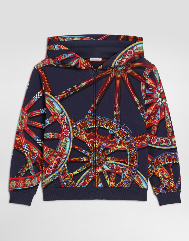 Dolce & Gabbana Carretto-print cotton hooded sweatshirt Multicolor L4JWNTHS7RF