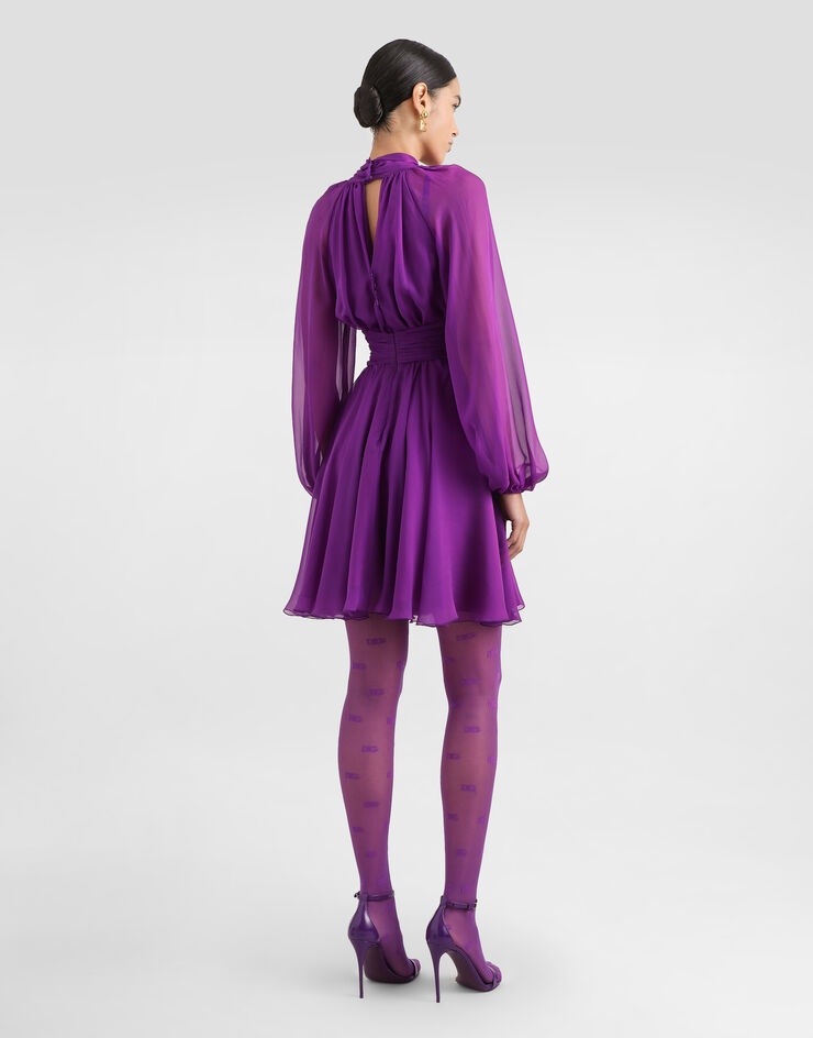 Dolce & Gabbana Chiffon dress with draping Purple F60AXTFU1AT