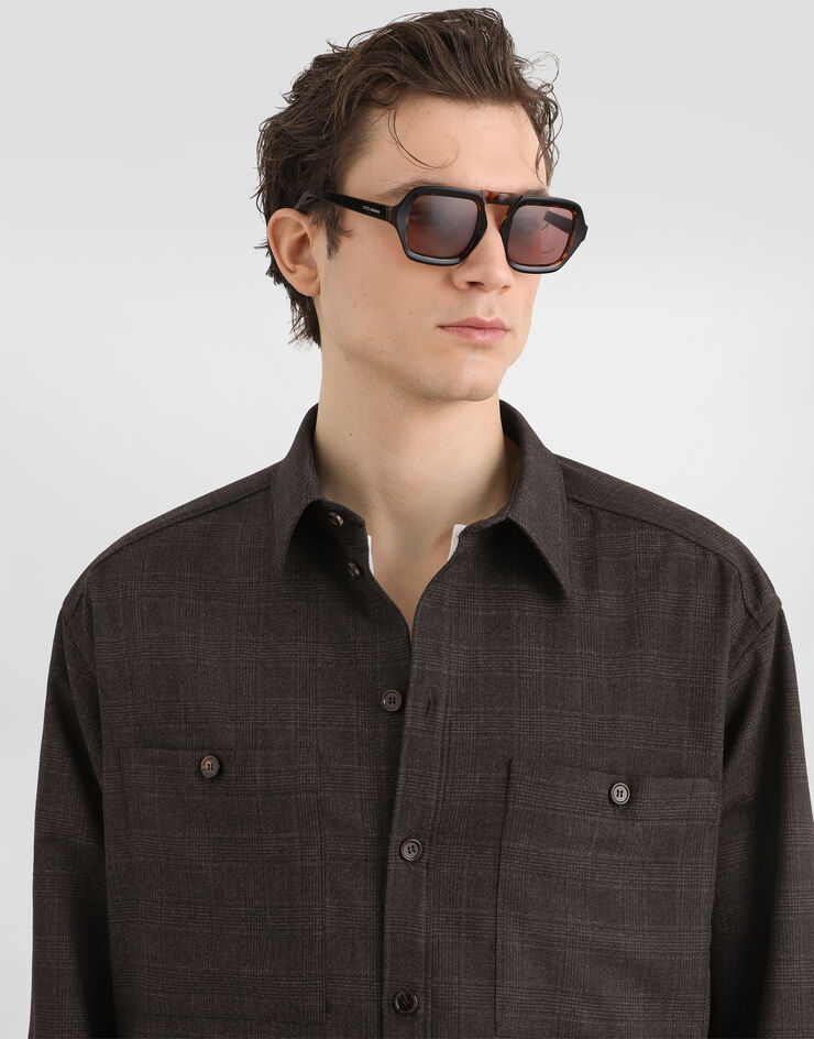 Dolce & Gabbana Glen plaid saxony shirt Dolce & Gabbana Glen plaid saxony shirt G5PE5TFQZA7