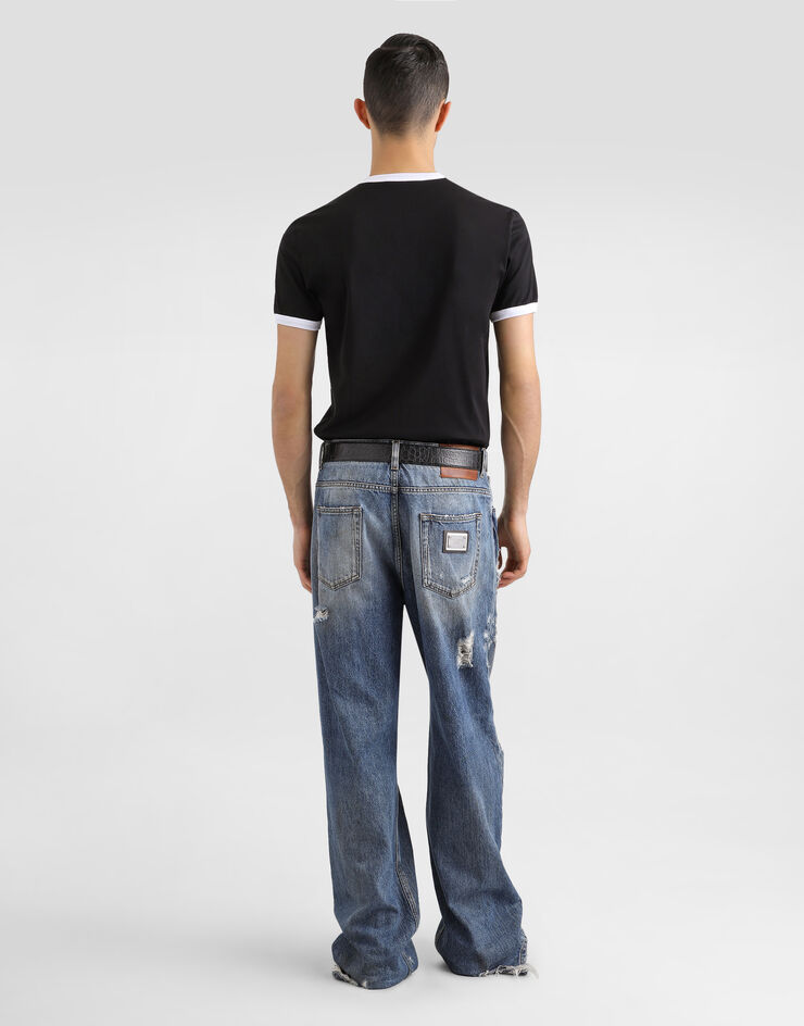 Dolce & Gabbana Camiseta de algodón con estampado DG Negro G8PV1TG7O4Y