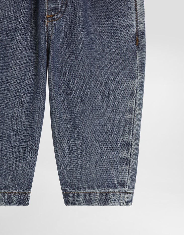 Dolce & Gabbana 5-pocket denim jeans with branded label Multicolor L14P83LDD11