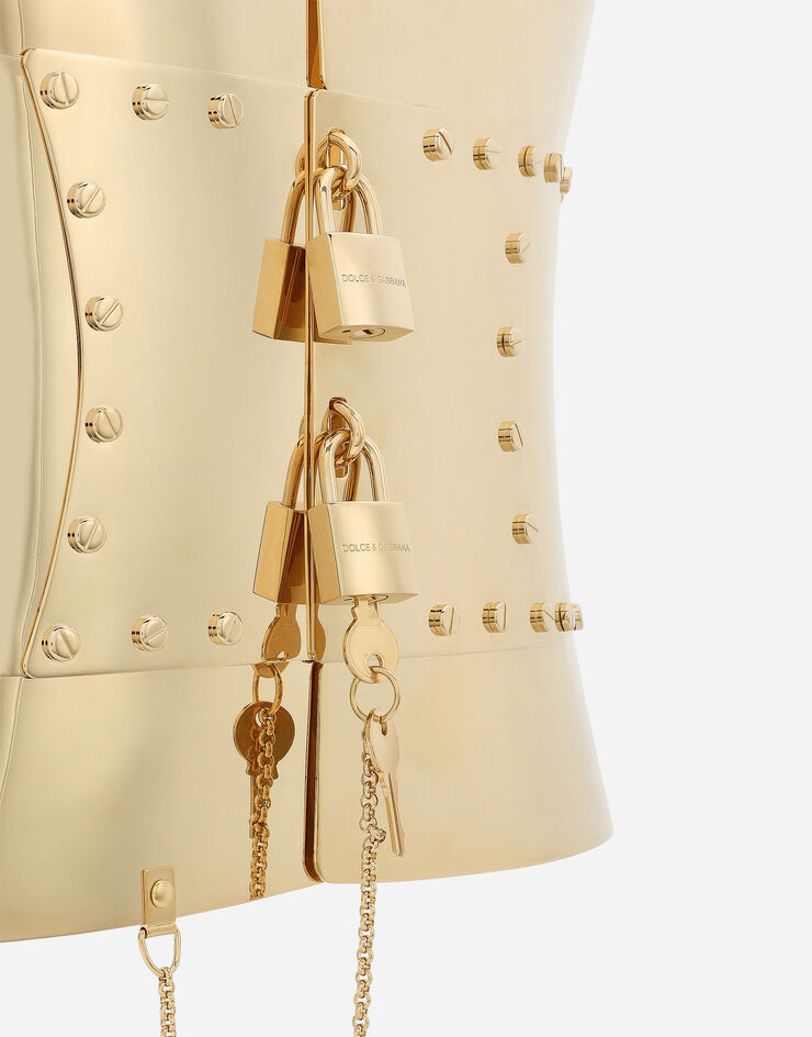 Dolce & Gabbana Rigid wide corset belt with padlocks Gold WLP8S1W1111