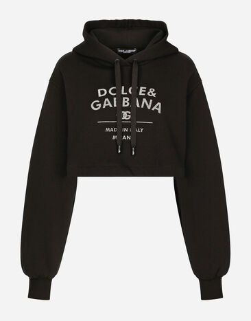 Dolce & Gabbana Jersey hoodie with Dolce&Gabbana logo lettering White F9R58ZGDCBG