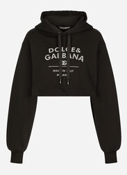 Dolce & Gabbana Jersey hoodie with Dolce&Gabbana logo lettering White F8T00ZGDCBT