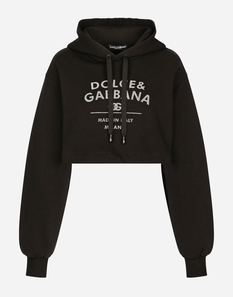 Dolce & Gabbana スウェットパーカ ジャージー ドルチェ&ガッバーナロゴレタリング ブラック F9R32TGDB7E