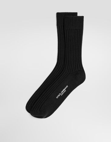 Dolce & Gabbana Ribbed cotton socks Black FXP24TJGMJ7