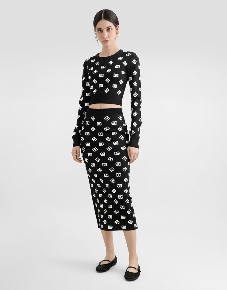 Dolce & Gabbana سترة جاكار فيسكوز قصيرة بشعار DG يضعط FXI12TJAIK3