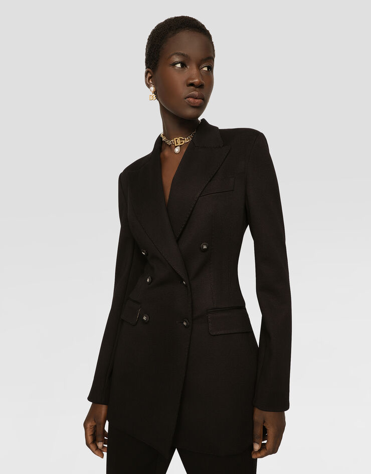 Dolce & Gabbana Veste croisée en maille Milano Noir F29RSTFUGPN