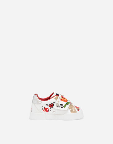 Dolce & Gabbana Printed calfskin low-top sneakers Blue DL0085A4434