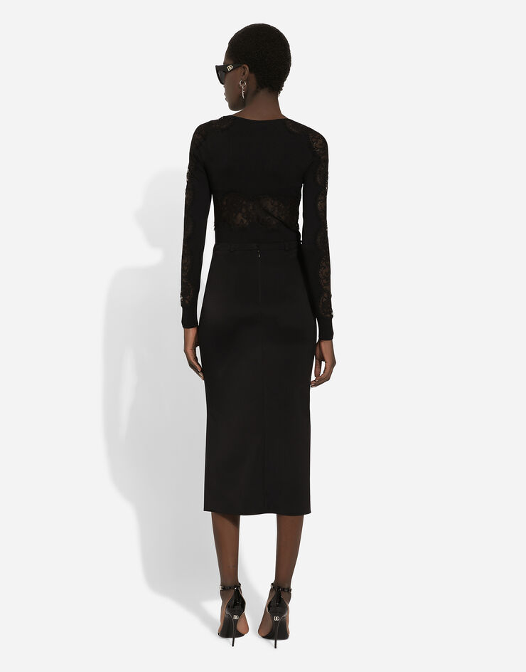 Dolce & Gabbana セーター ビスコース レースパネル ブラック FXX19TJFMAX