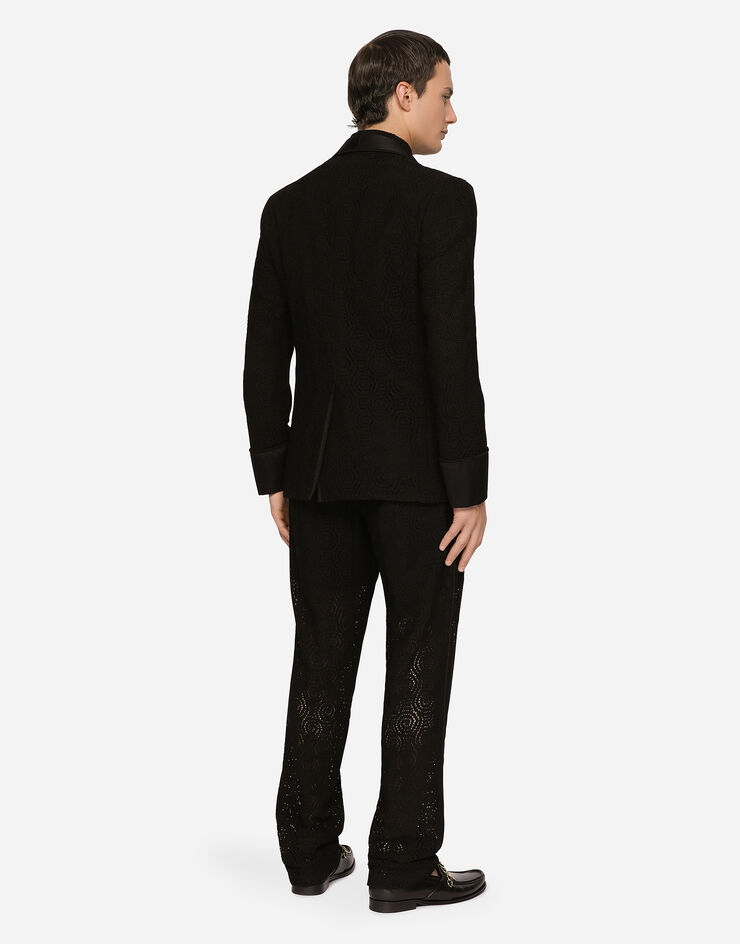 Dolce & Gabbana Lace Sicilia-fit tuxedo jacket Black G2QU2TFLM9D