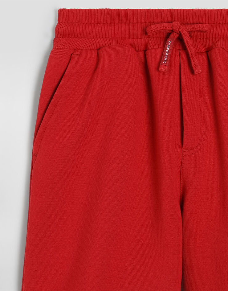 Dolce & Gabbana Fleece bermuda shorts with logo Red L4JQXPG7P4X