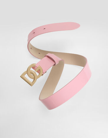Dolce & Gabbana パテント レザー ロゴド ベルト Pink EE0068A1067