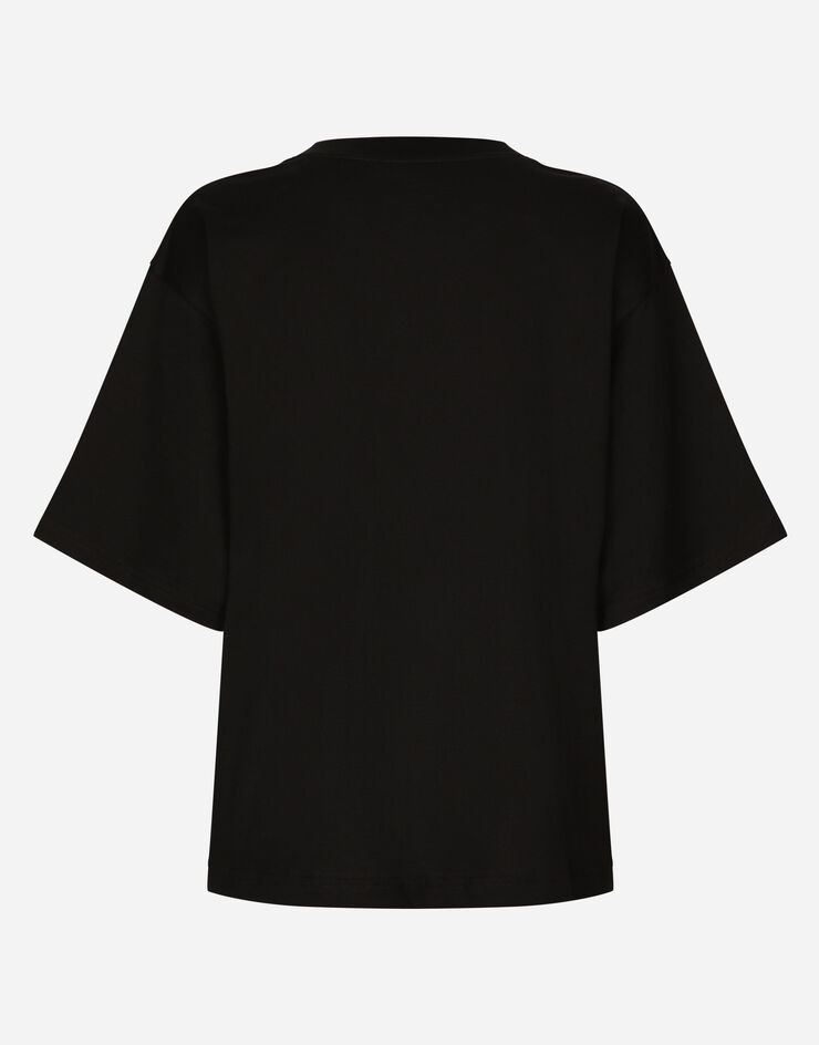 Dolce & Gabbana Camiseta de manga corta de algodón con inscripción Dolce&Gabbana Negro F8U10TG7H4P