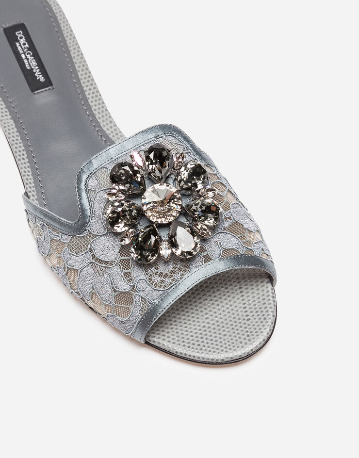 Dolce & Gabbana Lace slides with crystals Grey CQ0023AG667