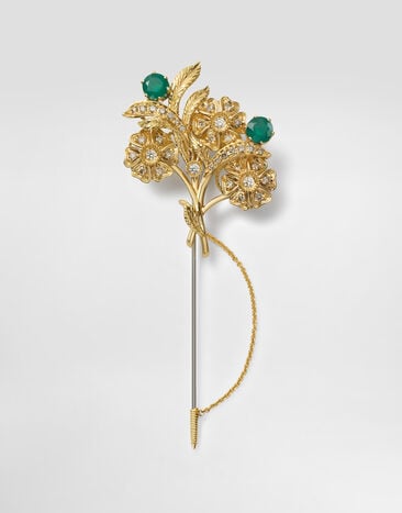 Dolce & Gabbana Sicily Brooch  18-carat yellow and white gold, emeralds, and diamonds Gold WPKN1GWWG01